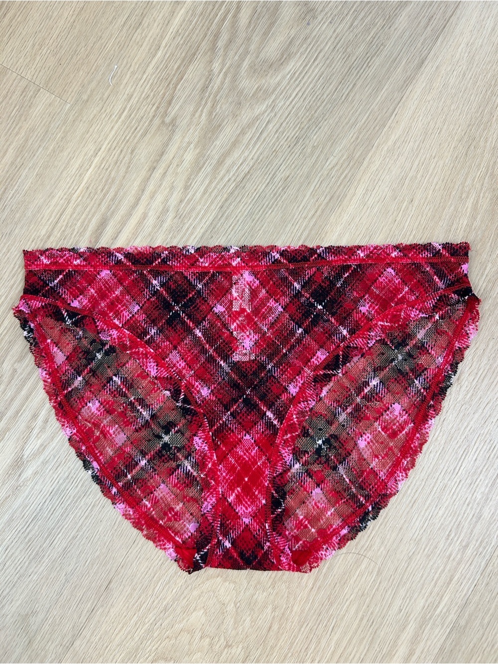 Victoria's Secret Bikini Lace Plaid Panty M
